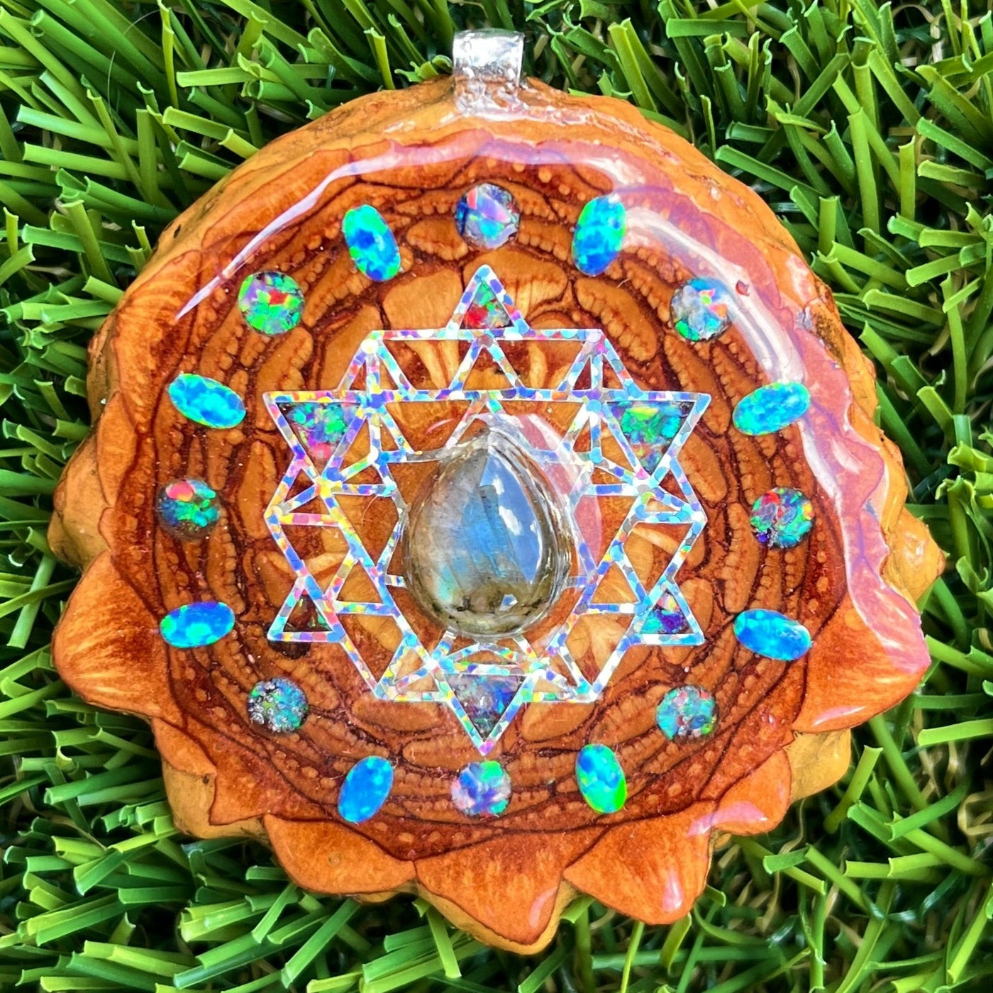 Labradorite with Crushed Opal & 64 Star Tetrahedron