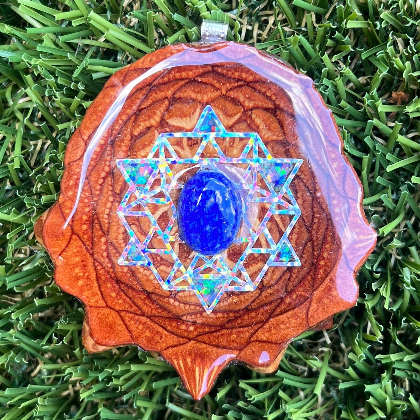 Lapis Lazuli with Crushed Opal with 64 Star Tetrahedron