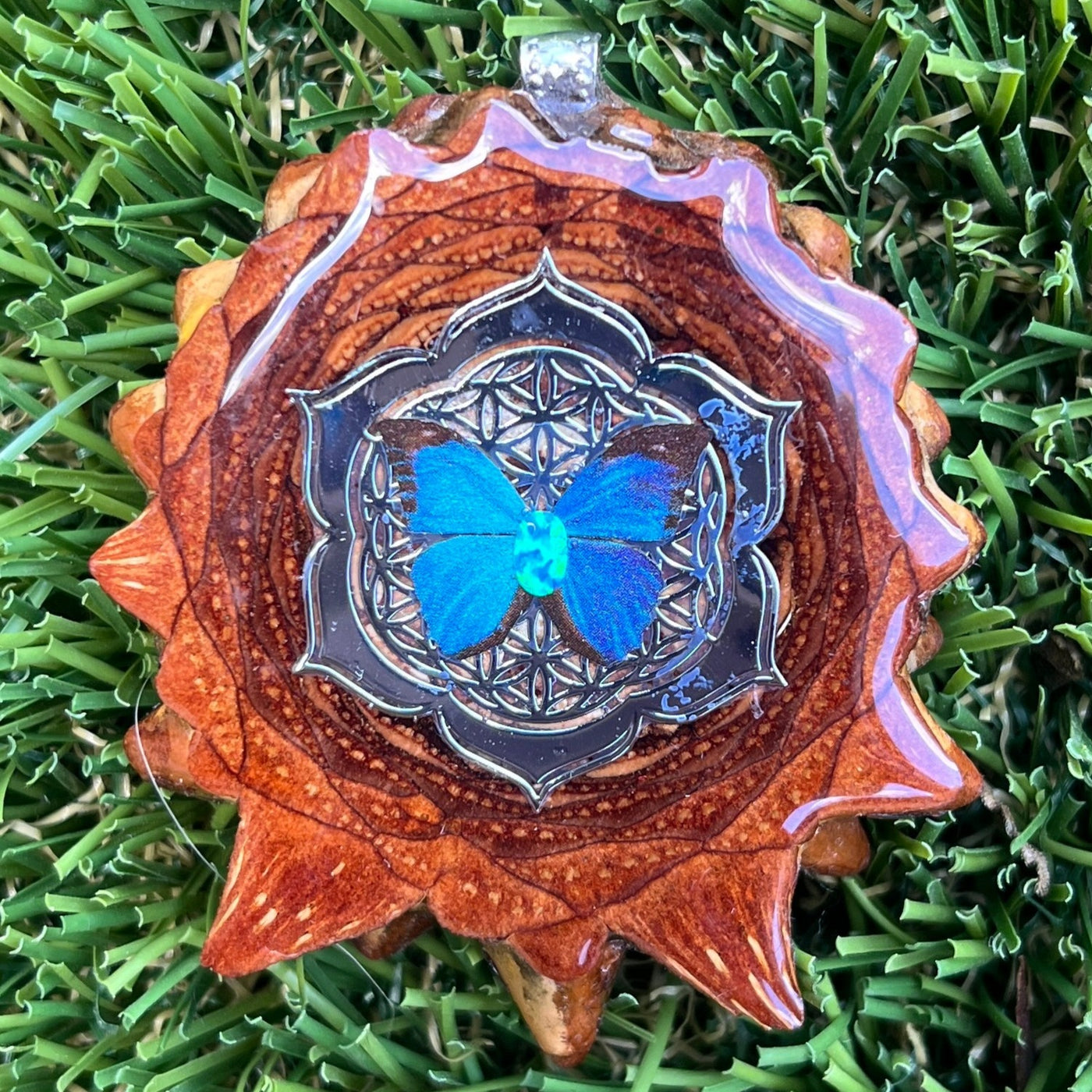 Opal with Butterfly and Mandala