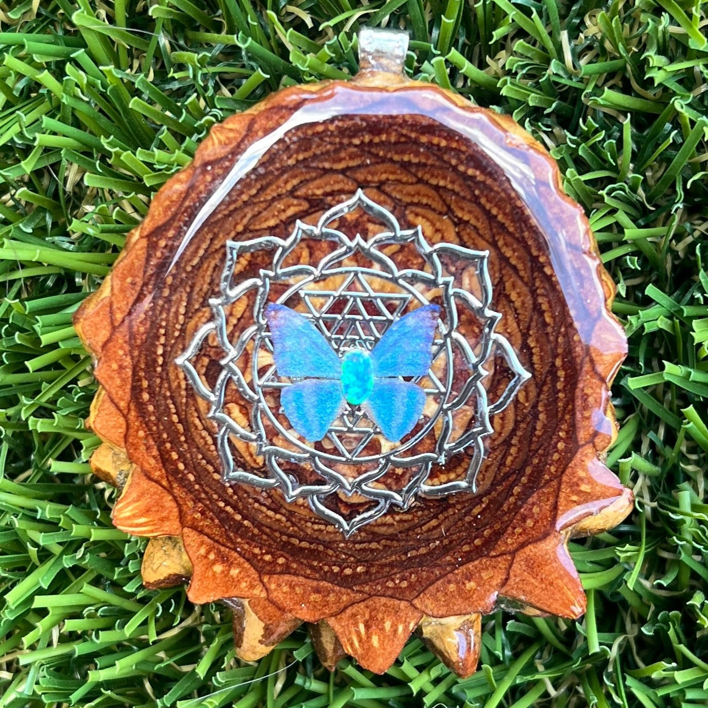 Opal with Butterfly and Mandala