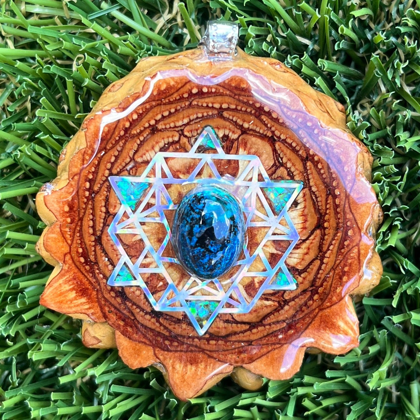 Chrysocolla with Crushed Opal with 64 Star Tetrahedron