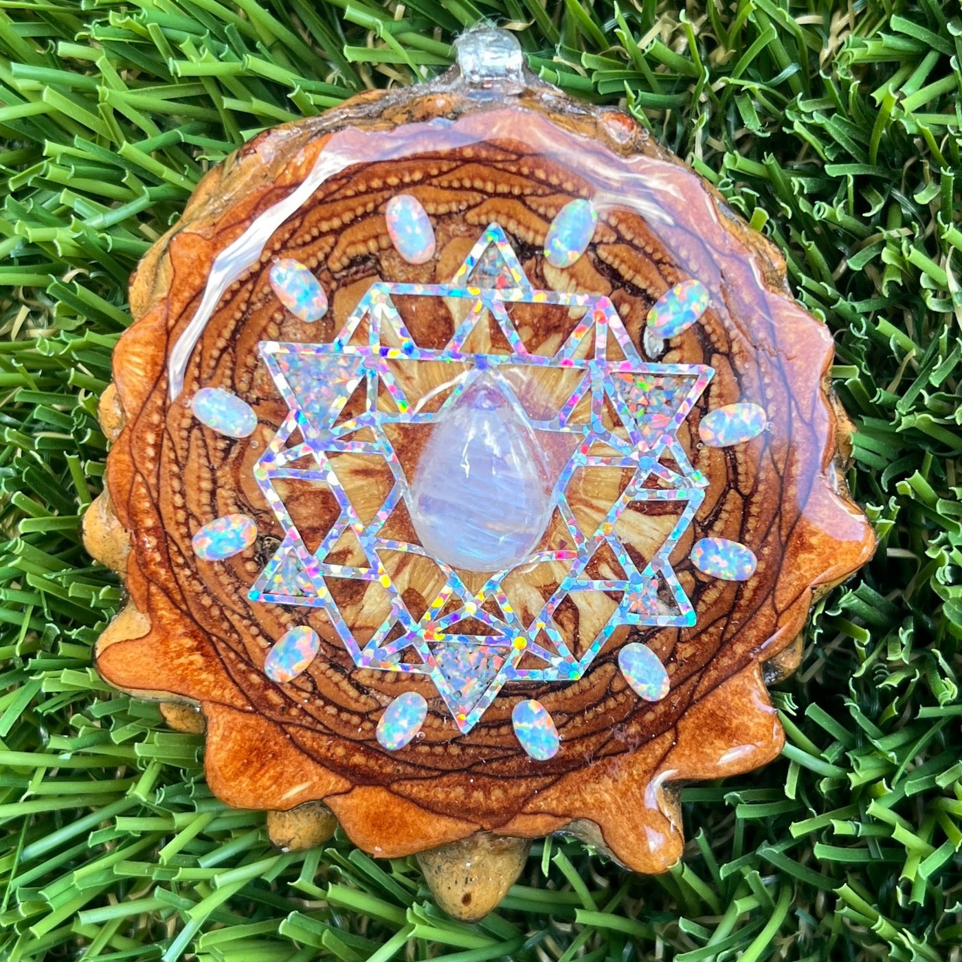 Moonstone with Opal & Crushed Opal with 64 Star Tetrahedron