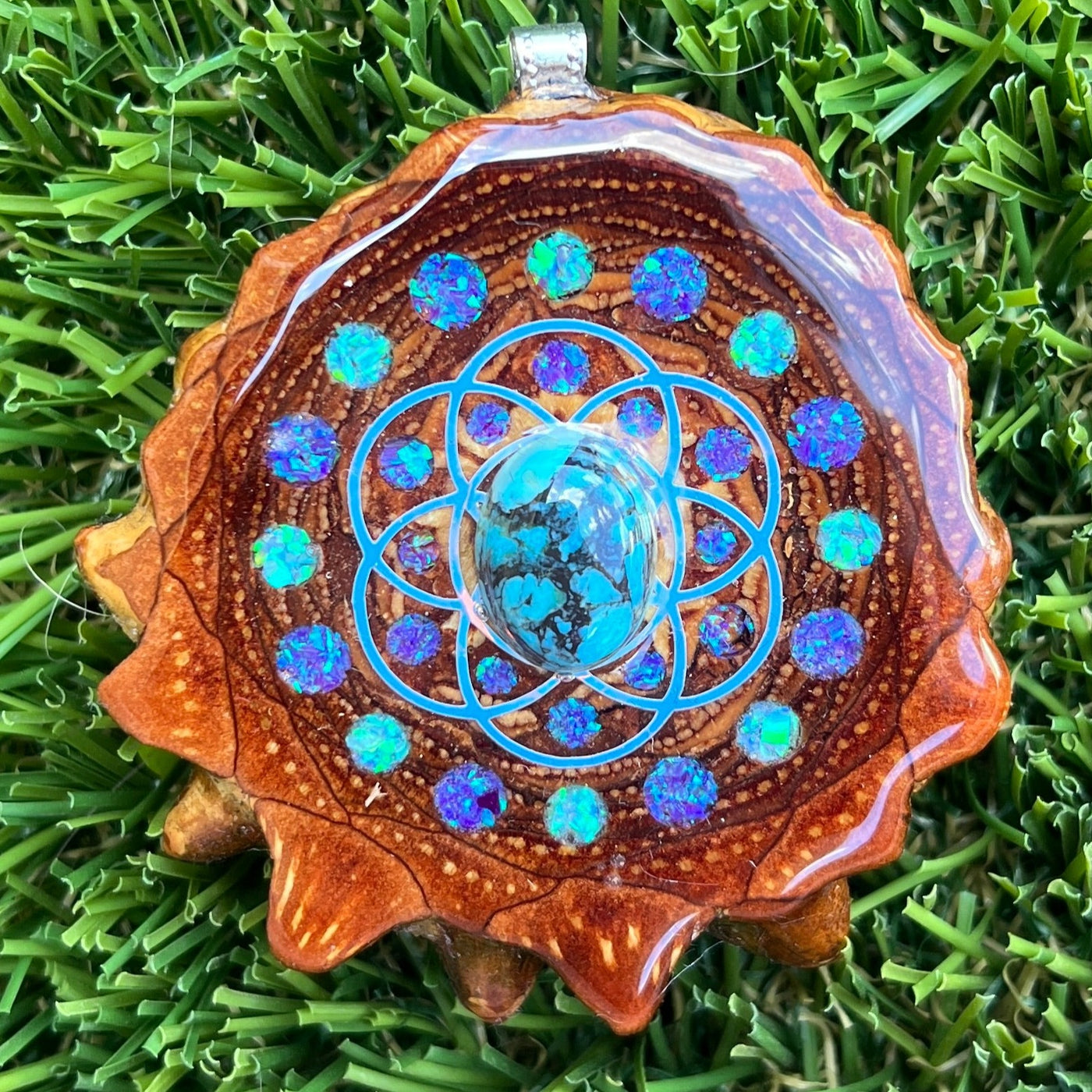 Turquoise with Crushed Opal & Seed of Life