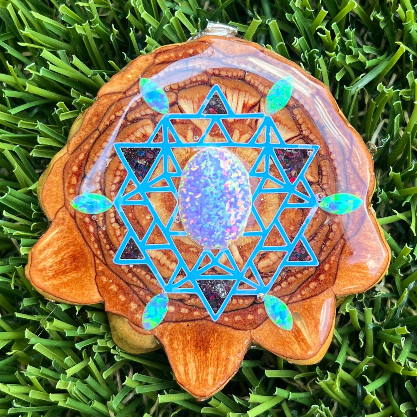 Opal & Crushed Opal with 64 Star Tetrahedron