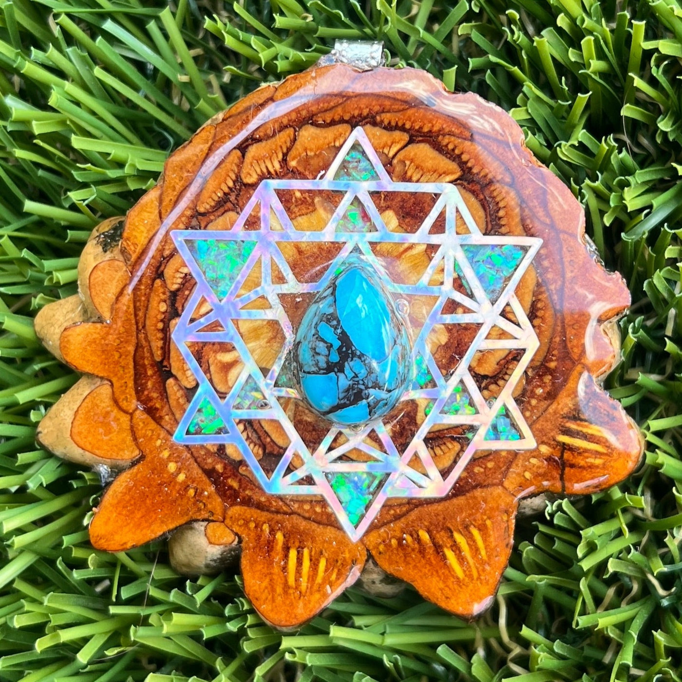 Turquoise with Crushed Opal & 64 Star Tetrahedron