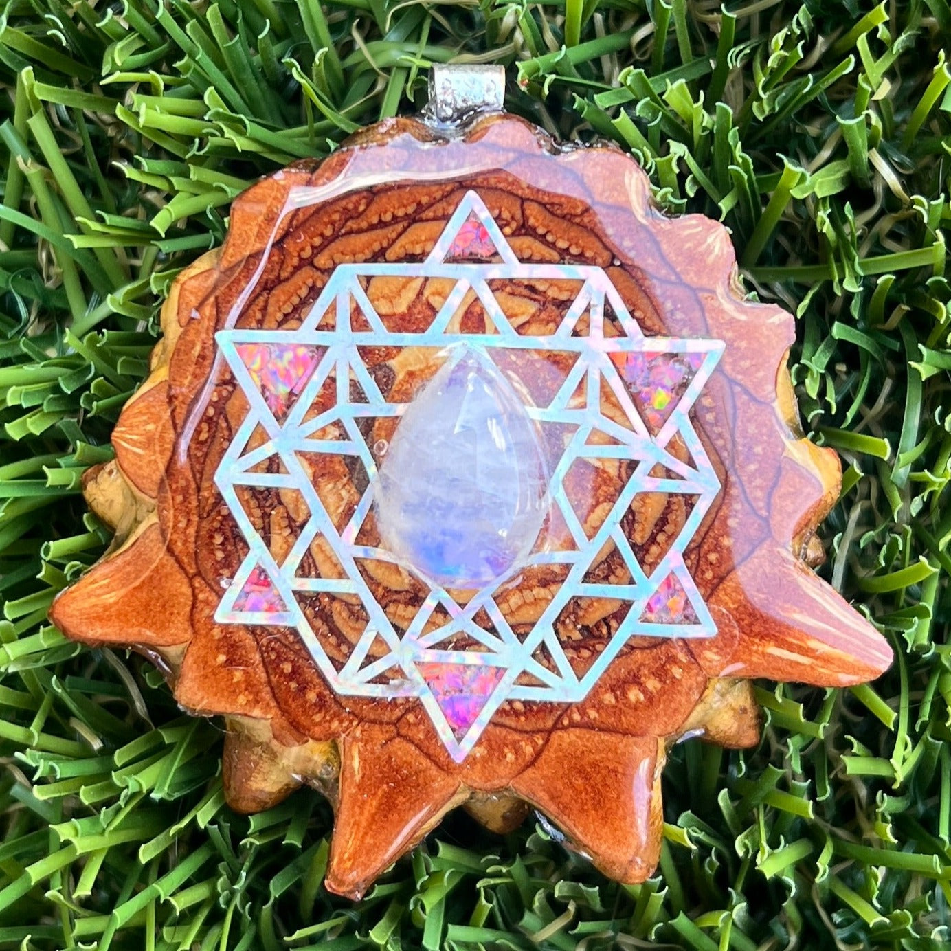 Moonstone & Crushed Opal with 64 Star Tetrahedron