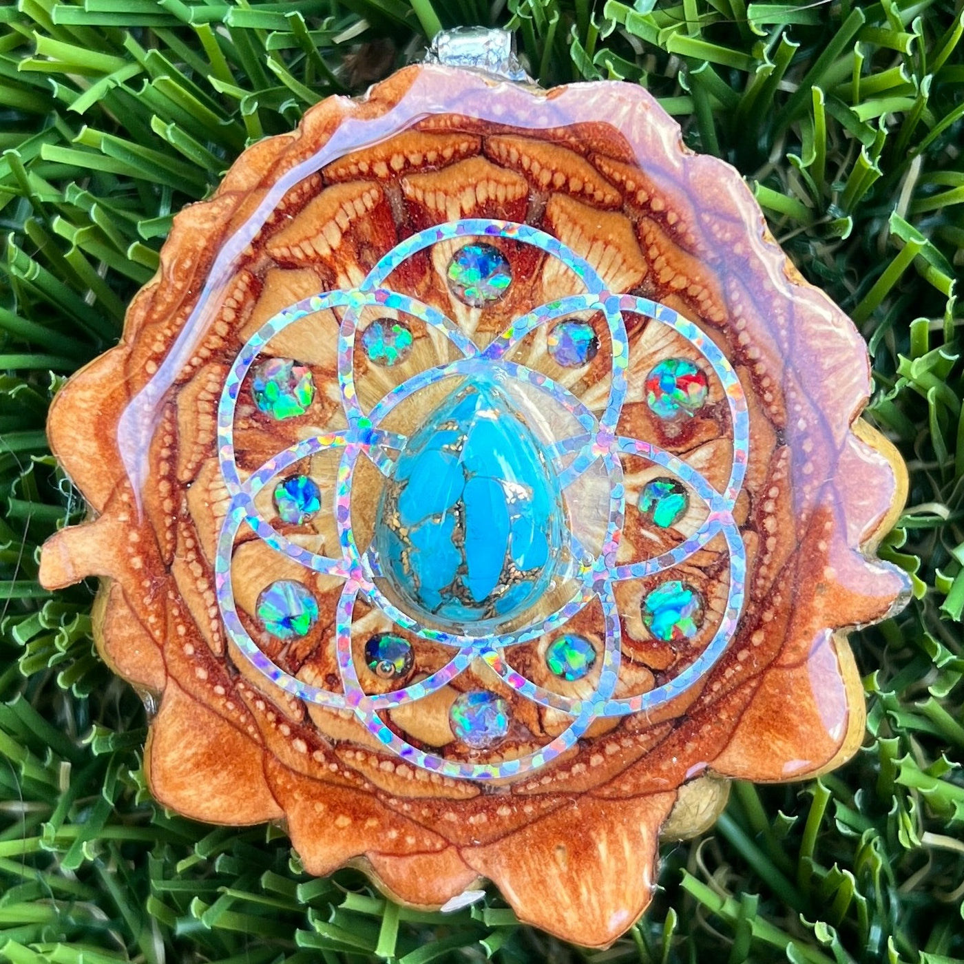 Turquoise with Crushed Opal & Seed of Life