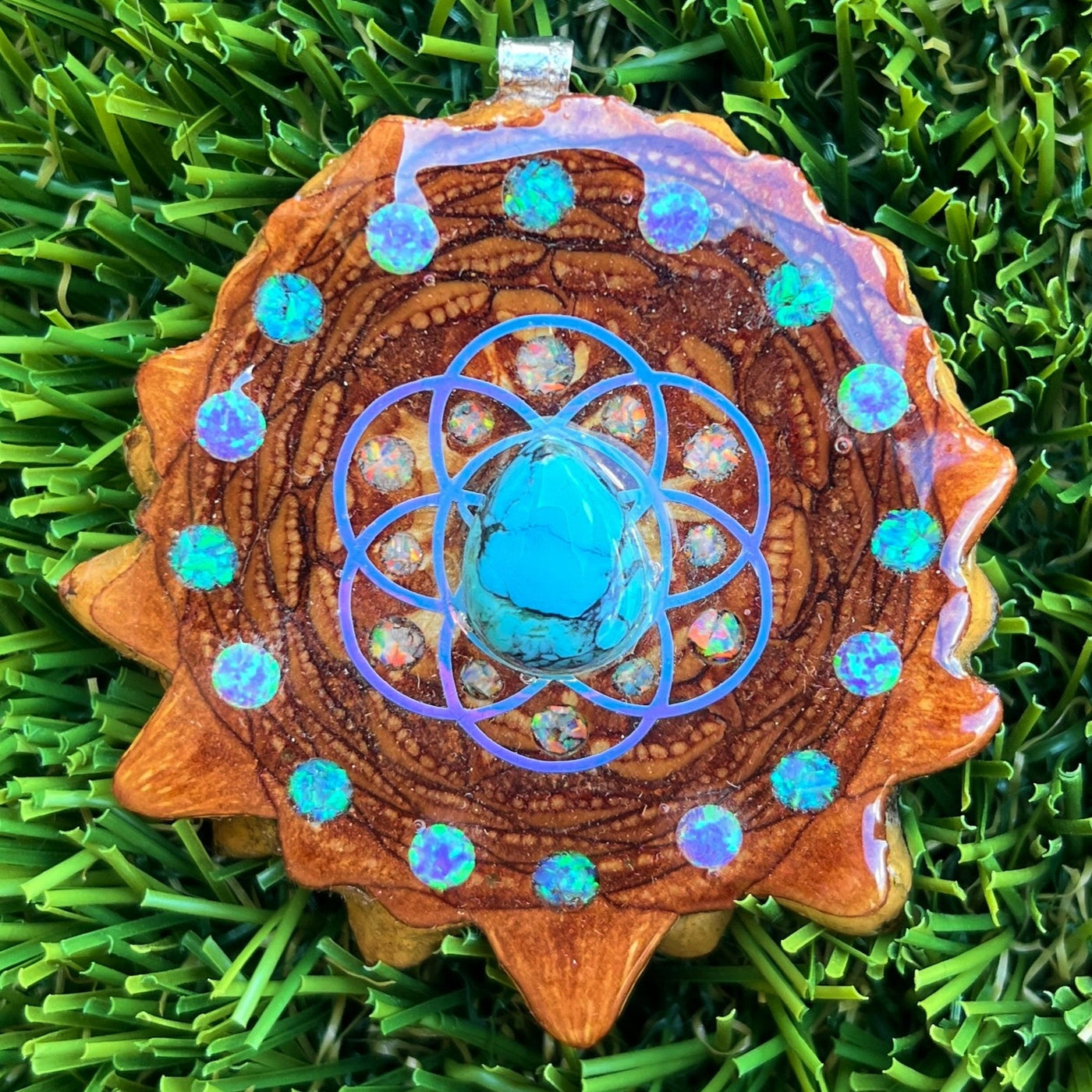 Turquoise & Opal with Crushed Opal & Seed of Life