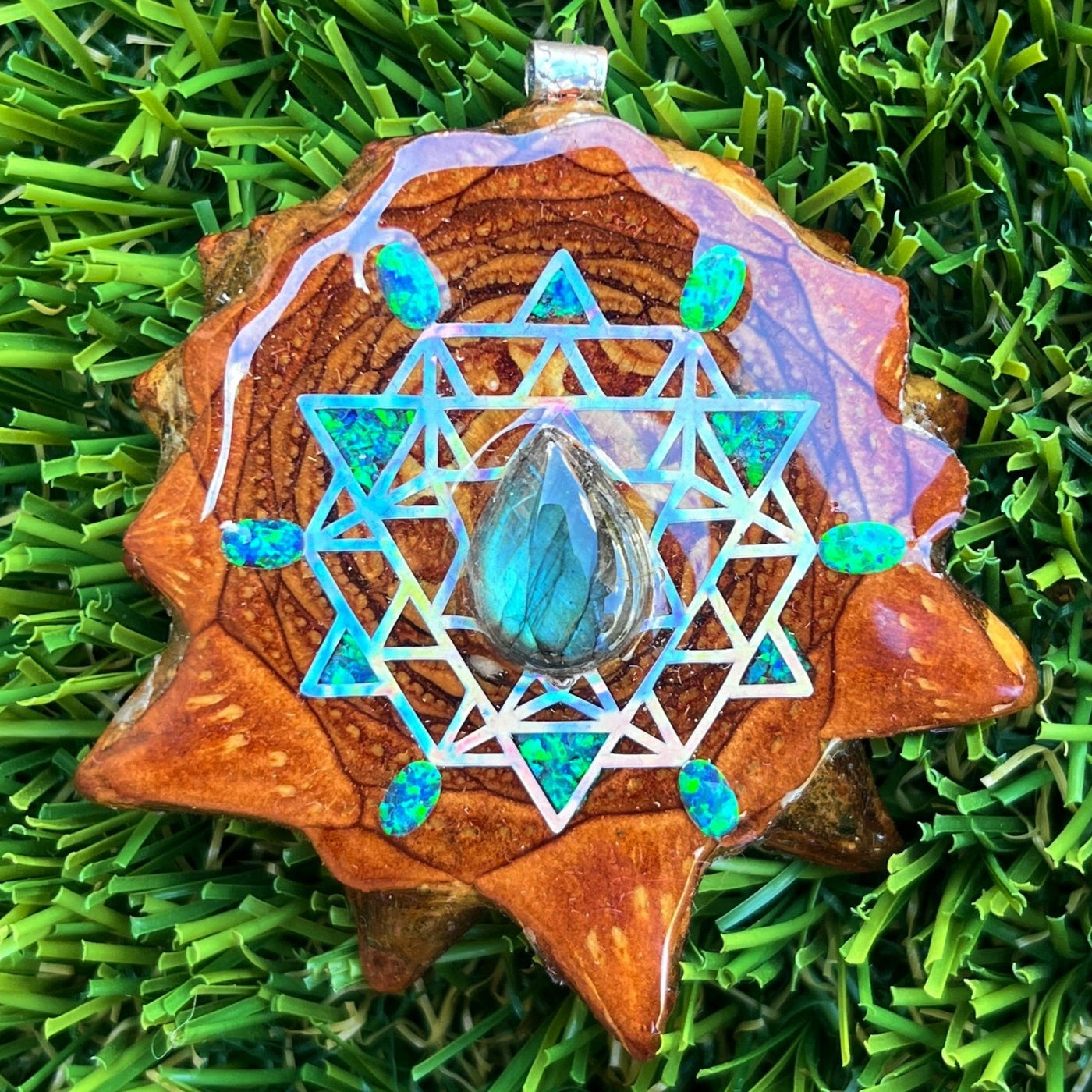 Labradorite & Opal with Crushed Opal & 64 Star Tetrahedron