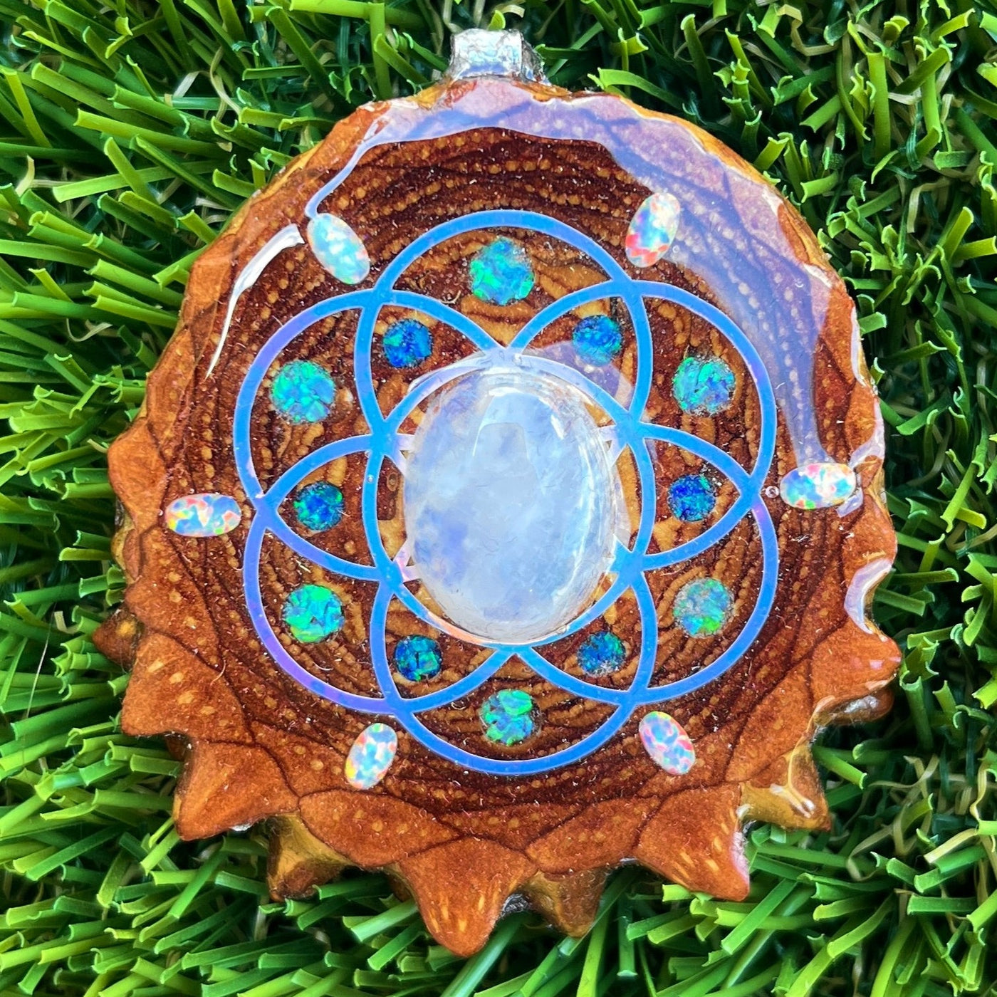 Moonstone & Opal with Crushed Opal & Seed of Life