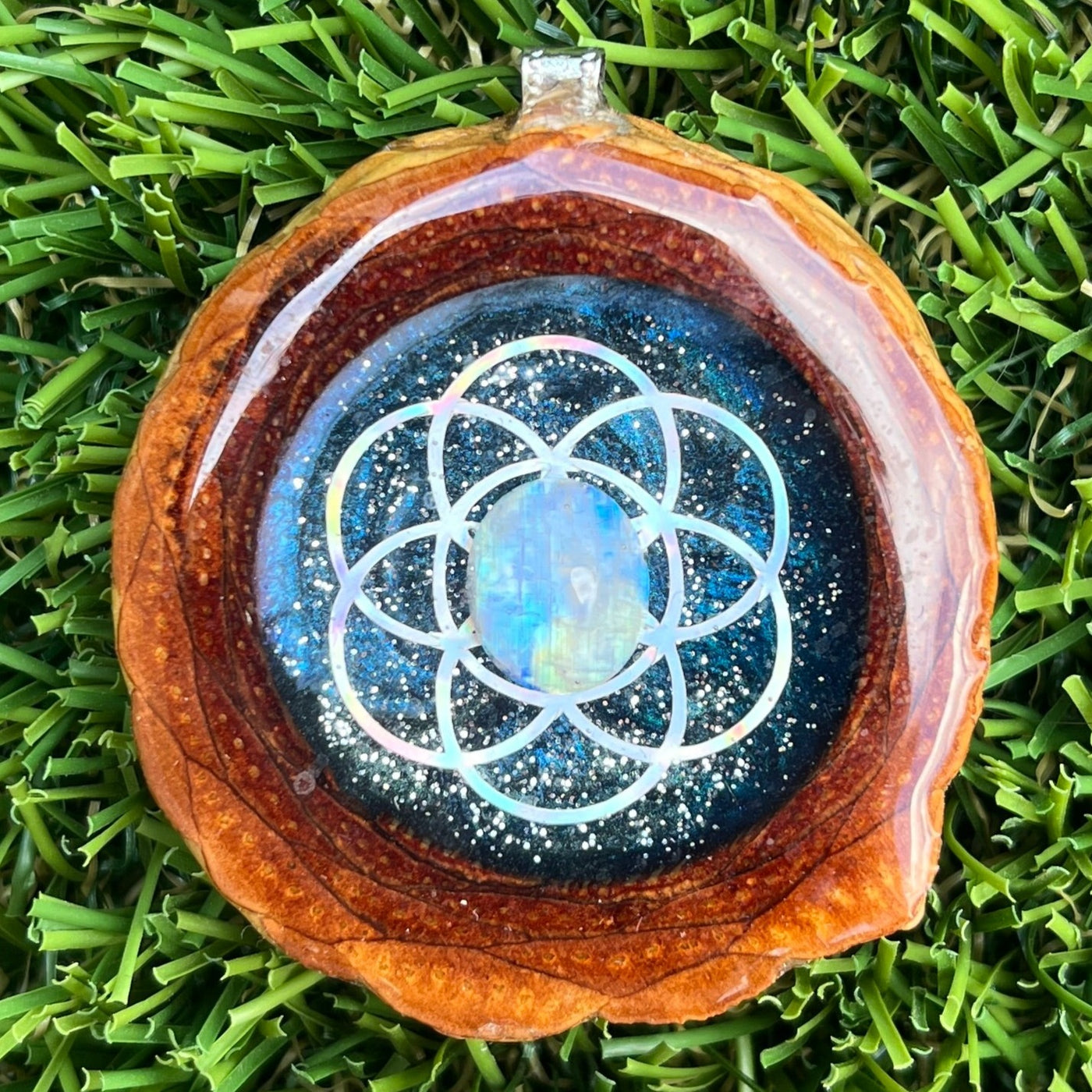 Galaxy with Moonstone & Seed of Life