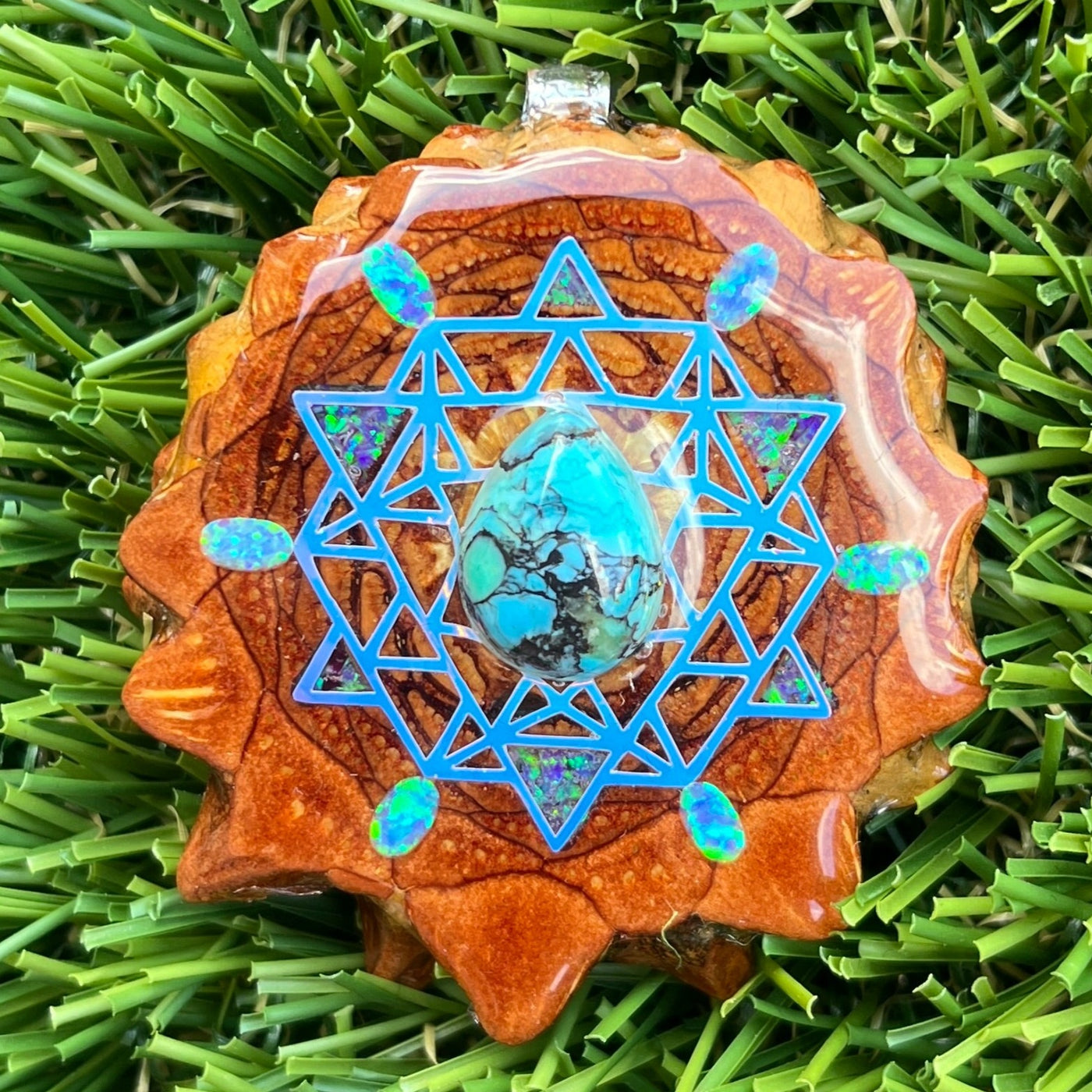 Turquoise & Opal with Crushed Opal with 64 Star Tetrahedron