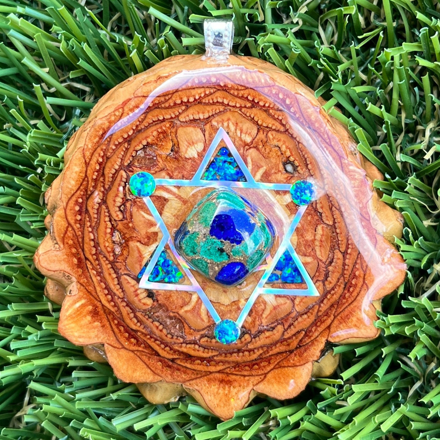 Azurite Malachite with Opal & Crushed Opal with Merkaba