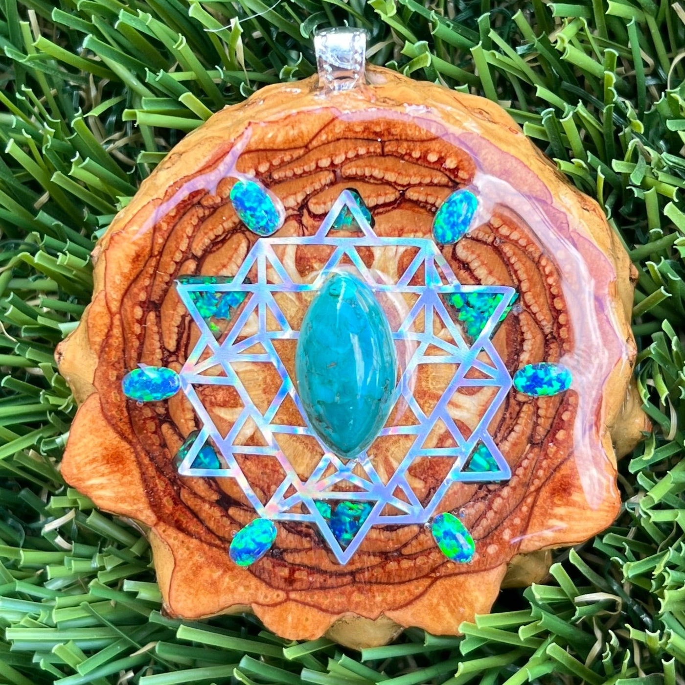 Chrysocolla & Opal with Crushed Opal with 64 Star Tetrahedron