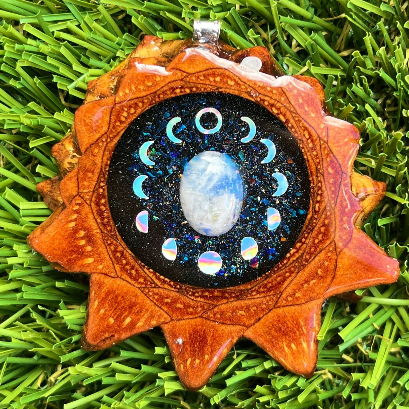 Night Sky with Moon Phases and Moonstone
