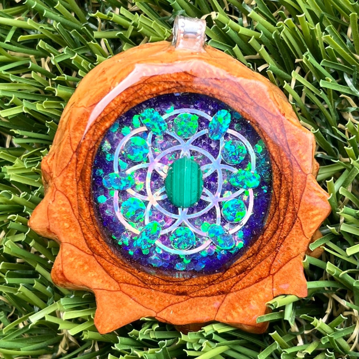 Supernova with Malachite & Opal with Seed of Life