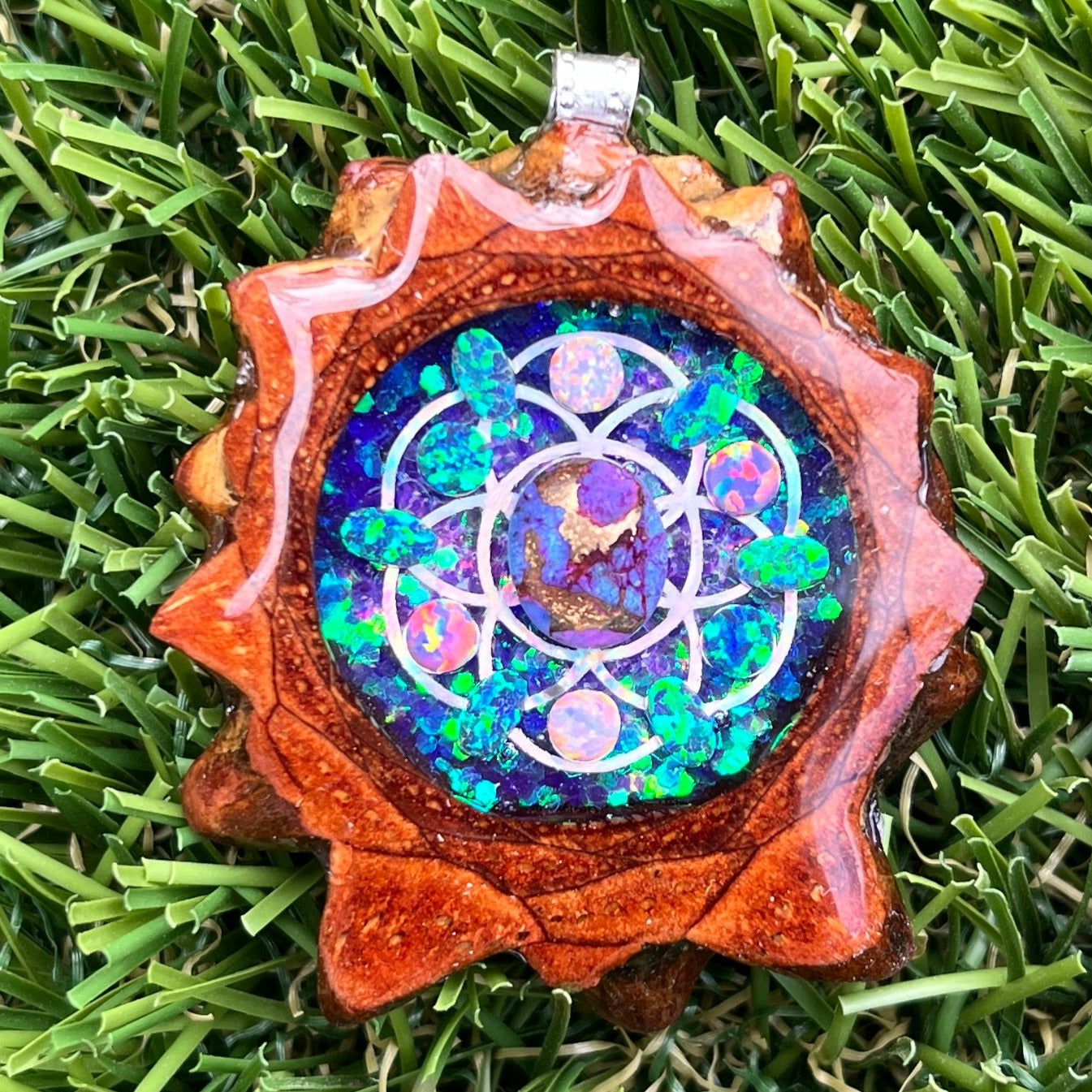 Supernova with Purple Mohave Turquoise & Opal with Seed of Life