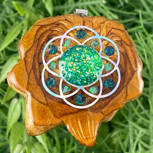 Druzy Quartz with Crushed Opal & Seed of Life - Aura Pinecones