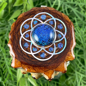 Dichroic Glass with Crushed Opal & Seed of Life - Aura Pinecones