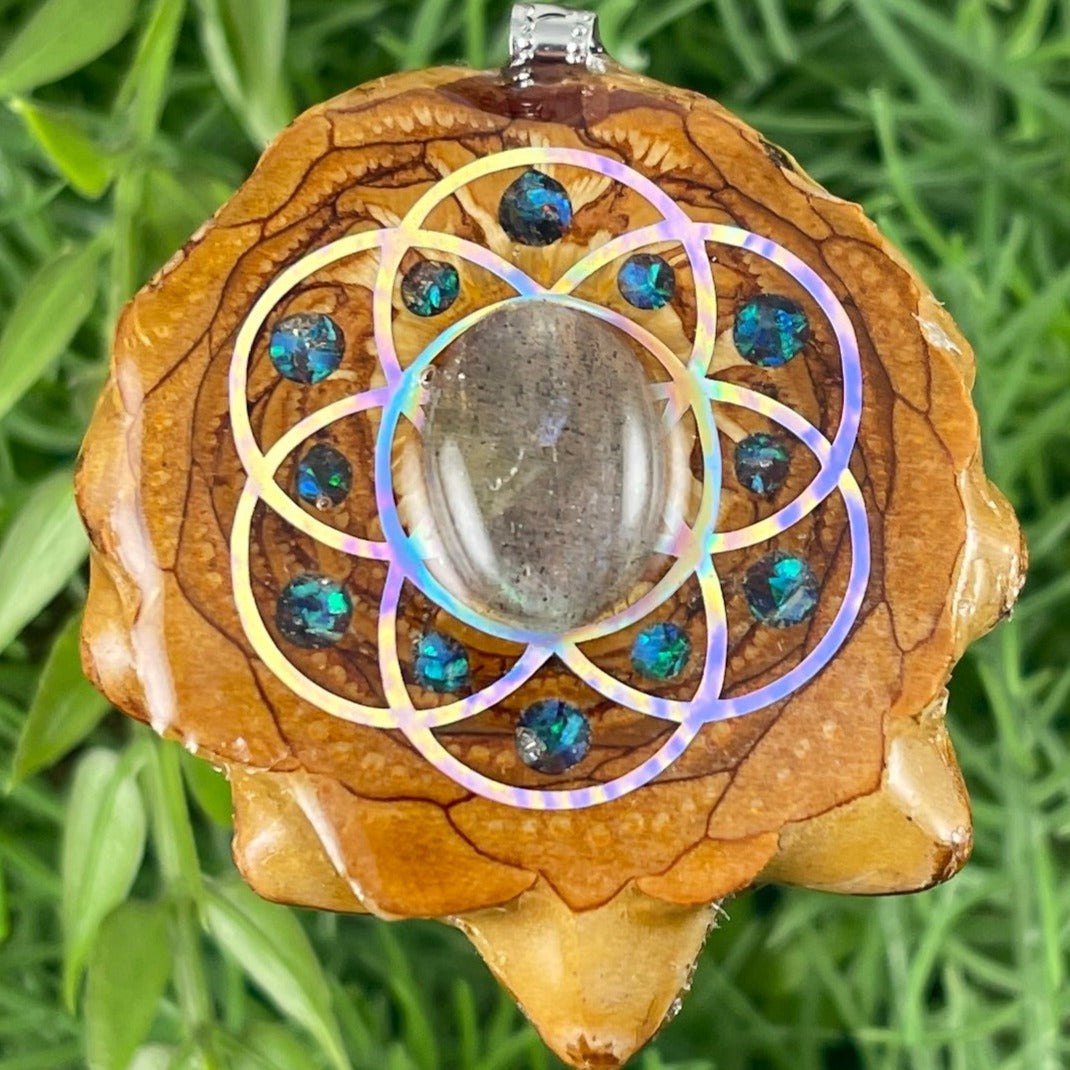 Labradorite with Crushed Opal & Seed of Life - Aura Pinecones