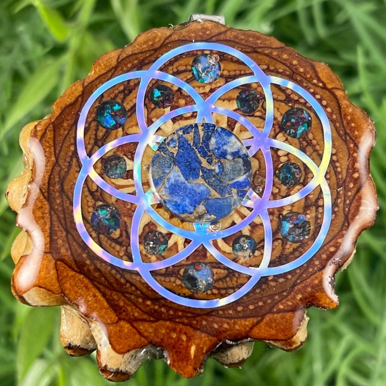 Lapis Lazuli with Crushed Opal & Seed of Life - Aura Pinecones