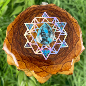 Blue Copper Turquoise with Crushed Opal & 64 Star Tetrahedron - Aura Pinecones