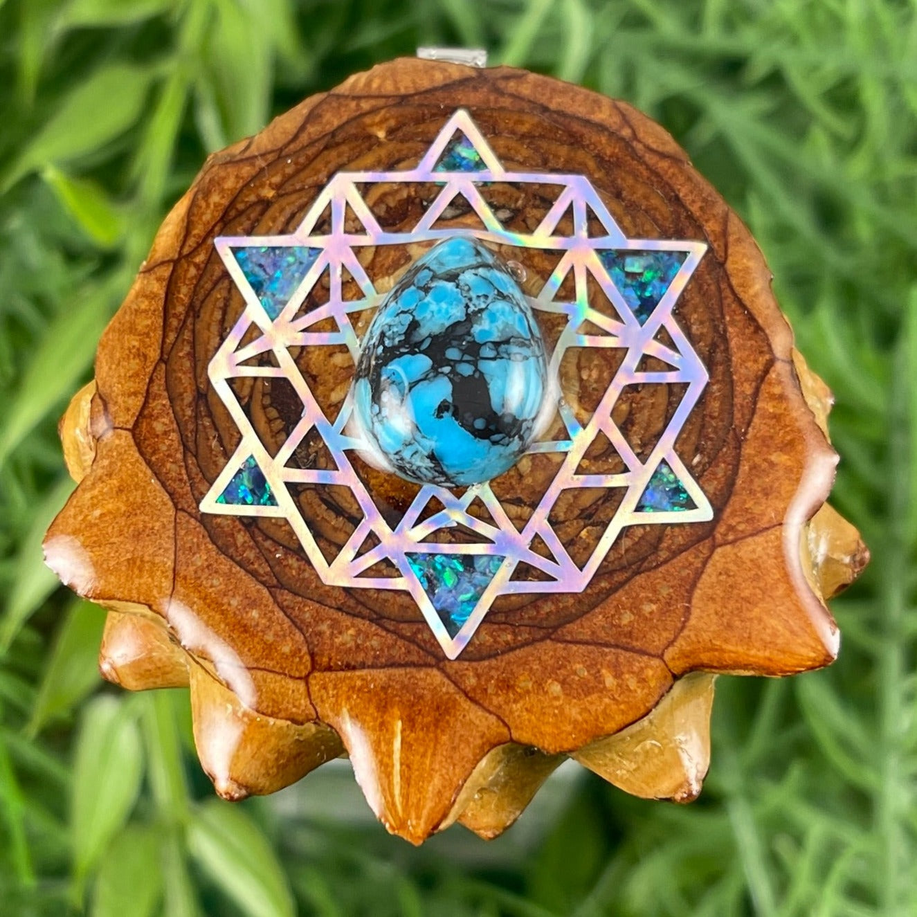 Blue Copper Turquoise with Crushed Opal & 64 Star Tetrahedron