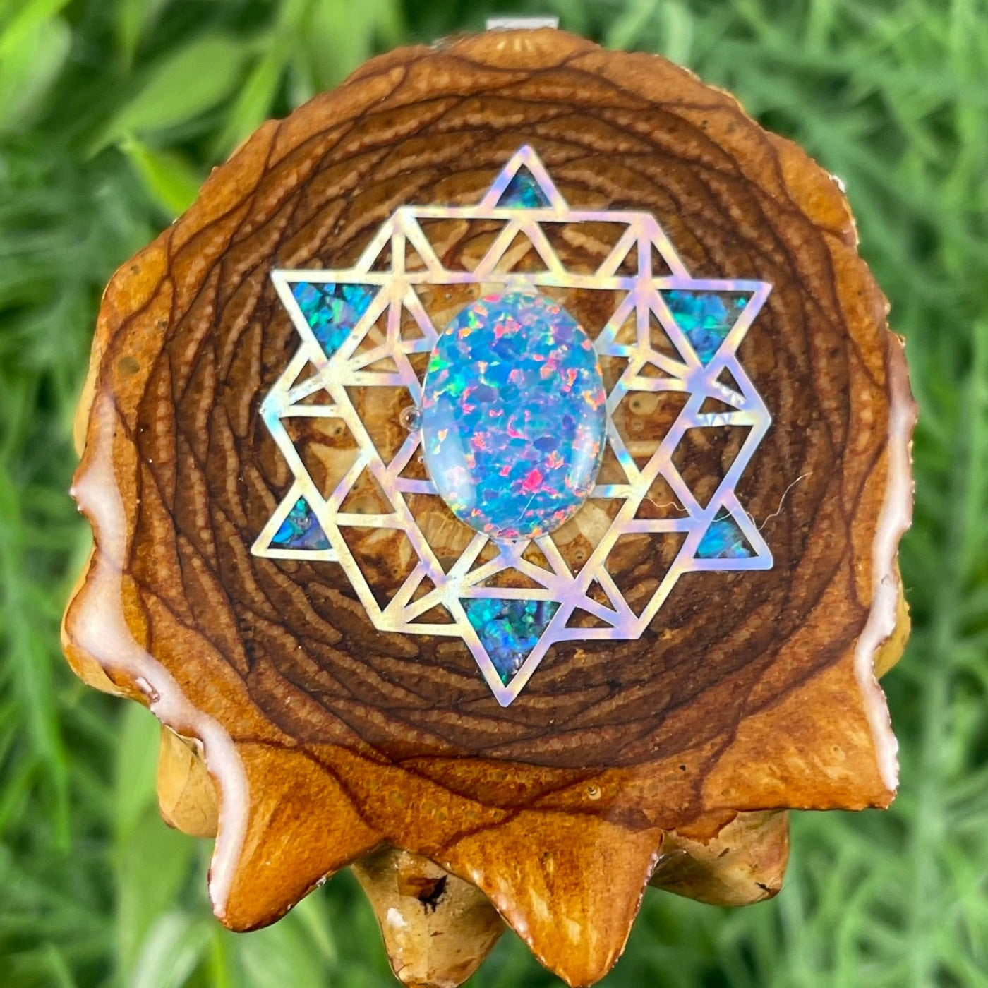 Opal with Crushed Opal & 64 Star Tetrahedron - Aura Pinecones