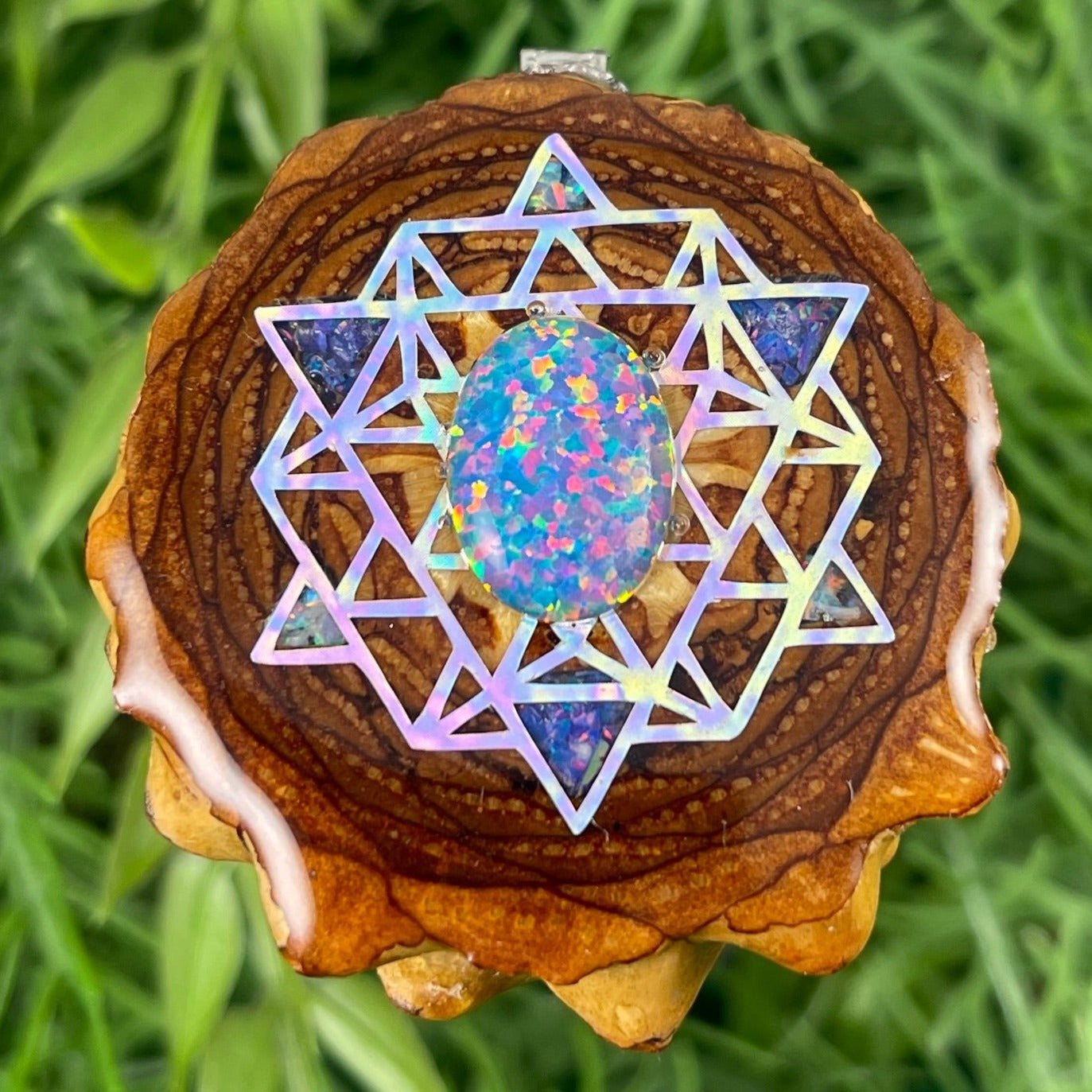 Opal with Crushed Opal & 64 Star Tetrahedron - Aura Pinecones