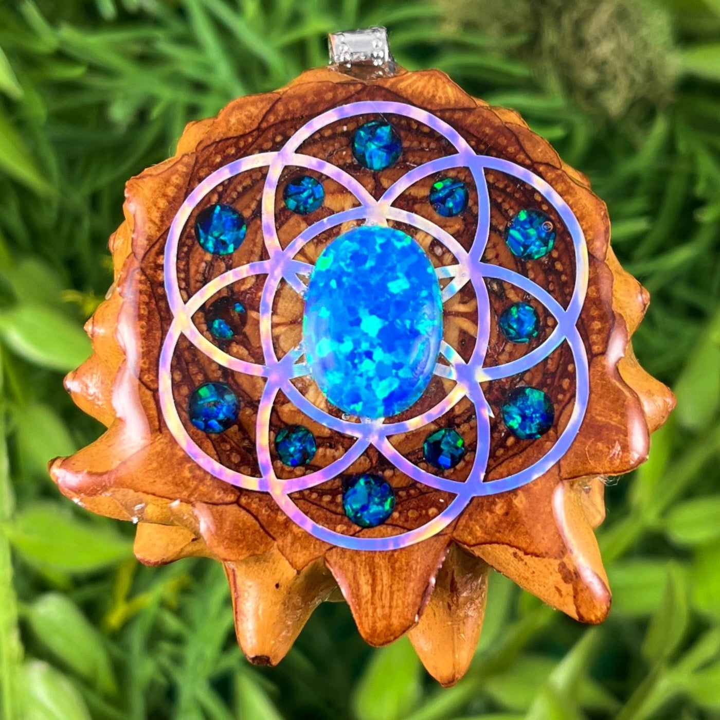 Opal with Crushed Opal and Seed of Life