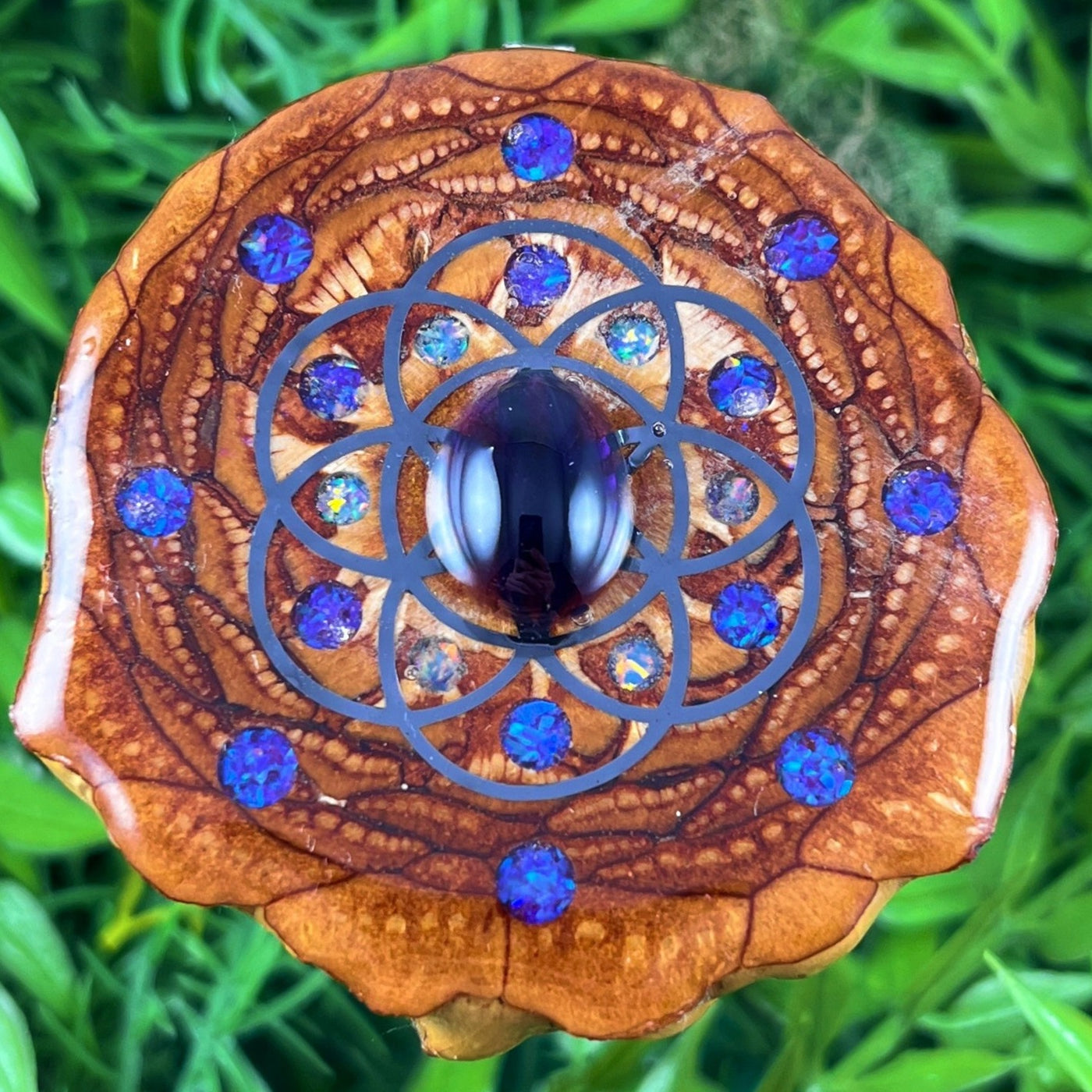 Amethyst with Crushed Opal & Seed of Life
