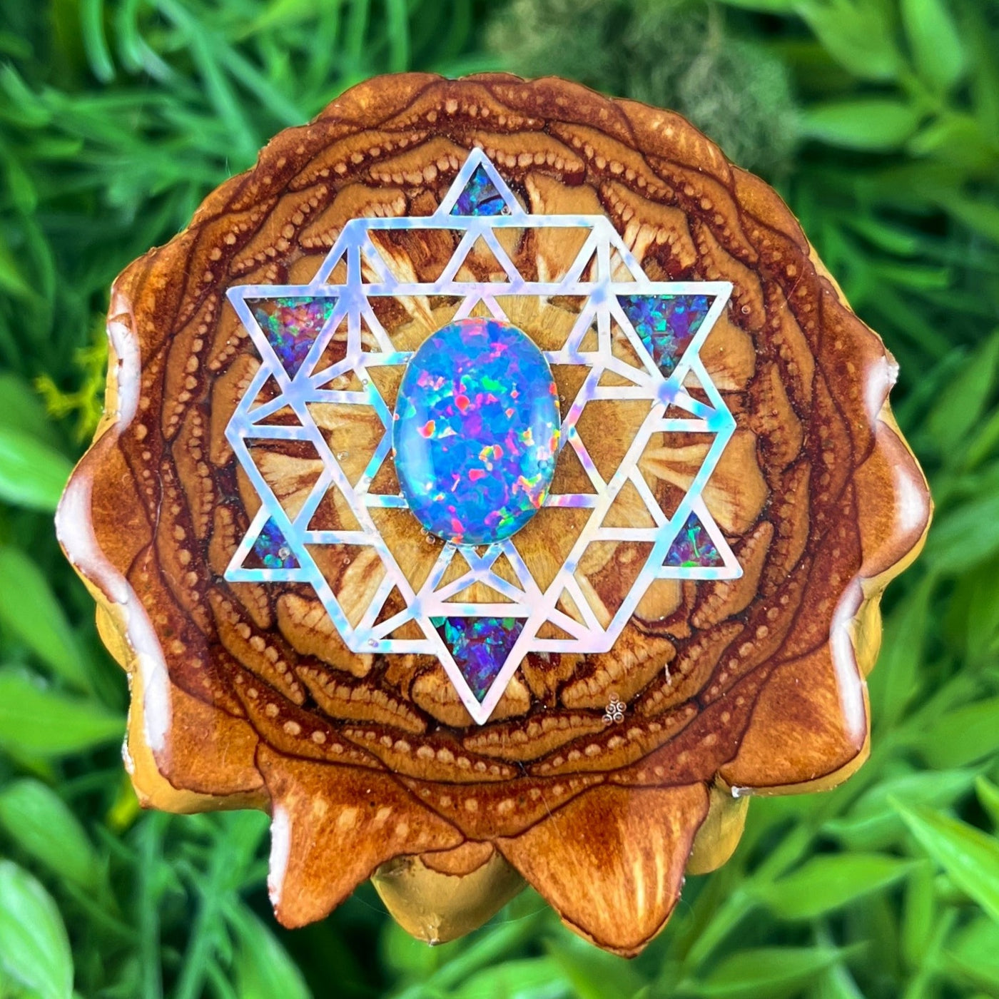 Opal & Crushed Opal with 64 Star Tetrahedron