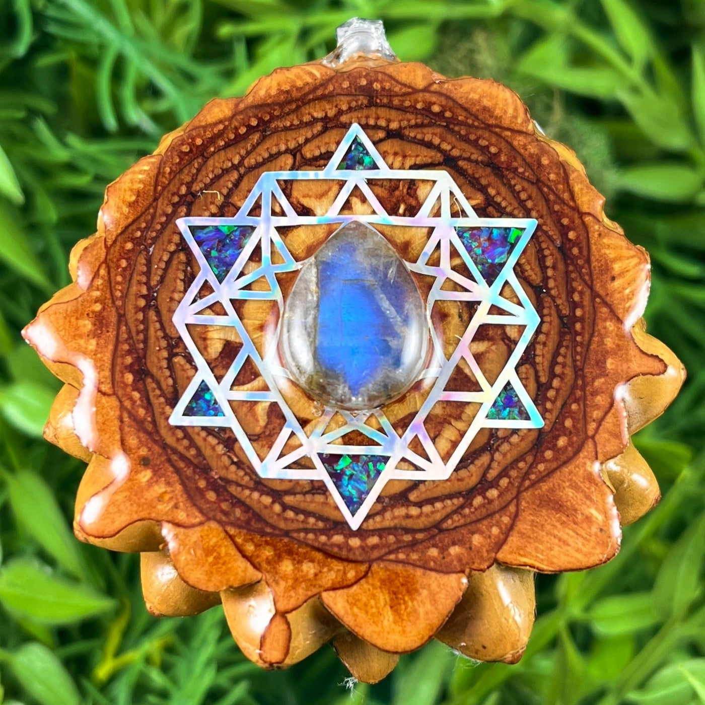 Labradorite & Crushed Opal with 64 Star Tetrahedron