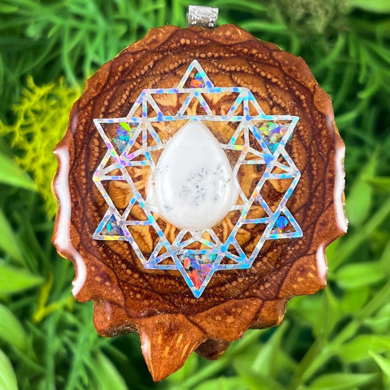 Dendrite with Crushed Opal & 64 Star Tetrahedron