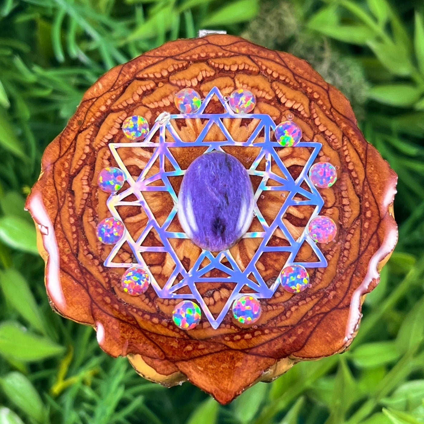 Purple Mohave Turquoise and Opal with 64 Star Tetrahedron