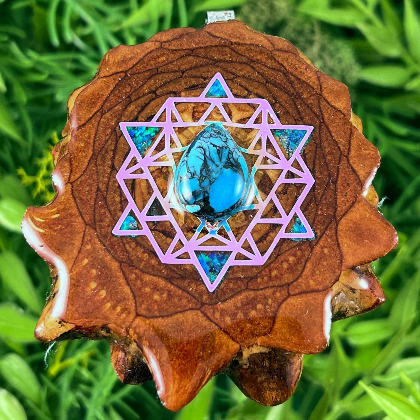 Blue Copper Turquoise with Crushed Opal & 64 Star Tetrahedron