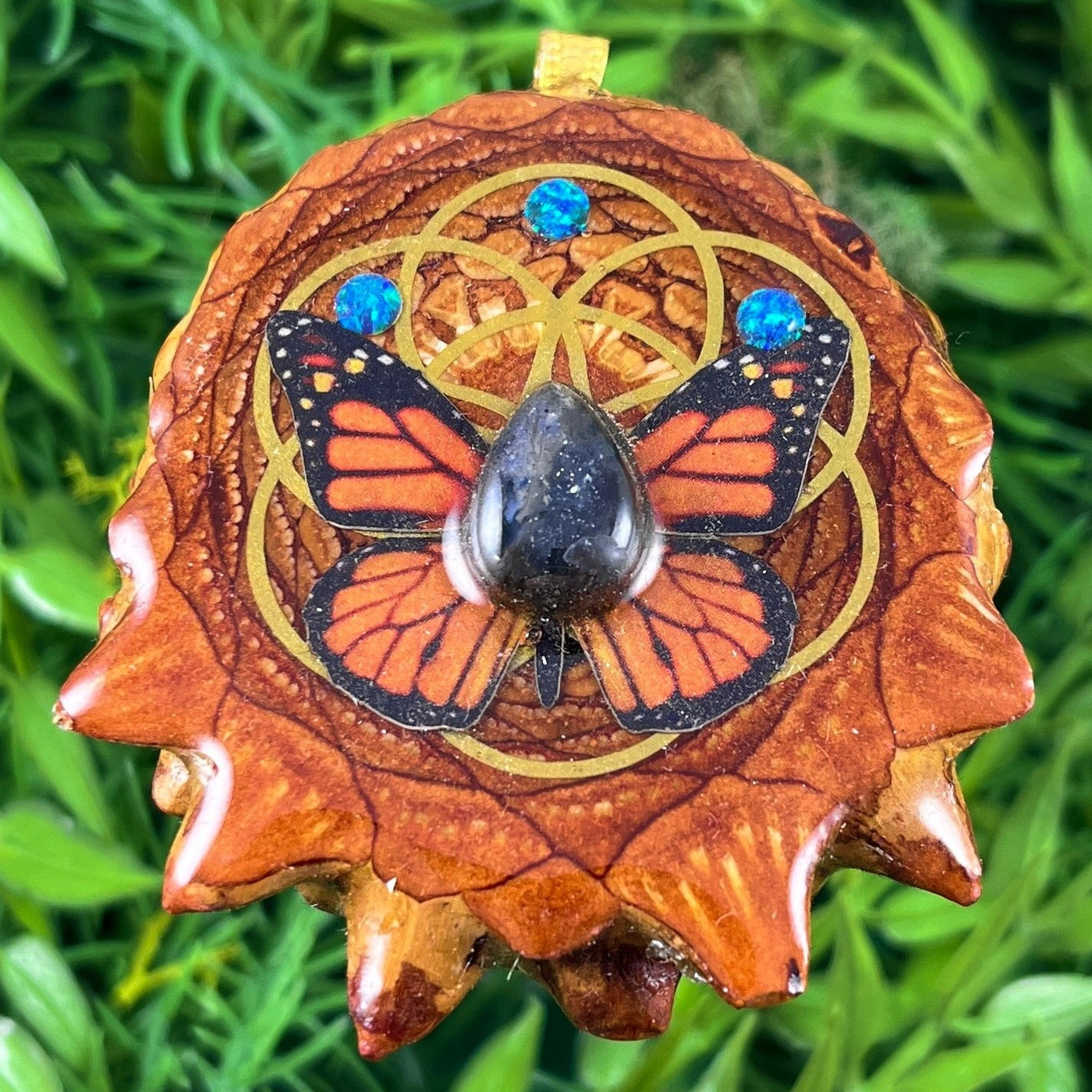 Labradorite & Opal with Butterfly & Seed of Life