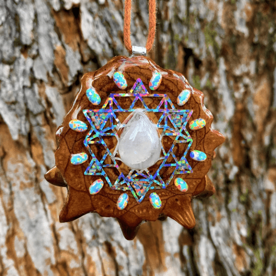 Made To Order - Moonstone with Opal and Crushed Opal with 64 Star Tetrahedron - Aura Pinecones