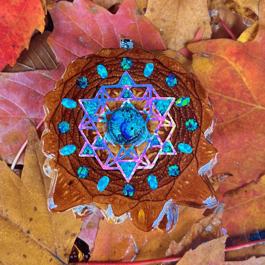 Made To Order - Dichroic Glass with Crushed Opal & Opal with 64 Star Tetrahedron - Aura Pinecones