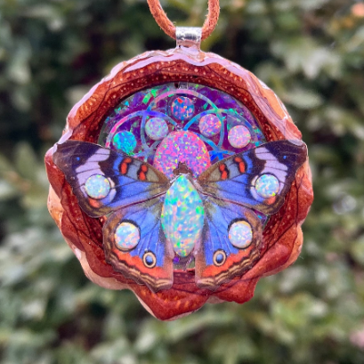 Made To Order - Butterfly with Opal & Seed of Life - Aura Pinecones