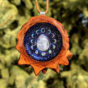 Made To Order - Night Sky with Moon Phases and Moonstone - Aura Pinecones