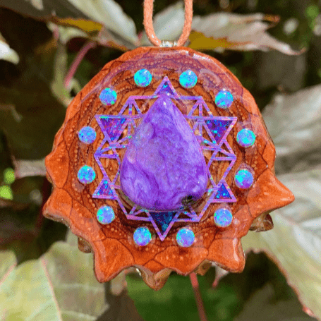 Made To Order - Charoite with Opal and Crushed Opal with 64 Star Tetrahedron - Aura Pinecones