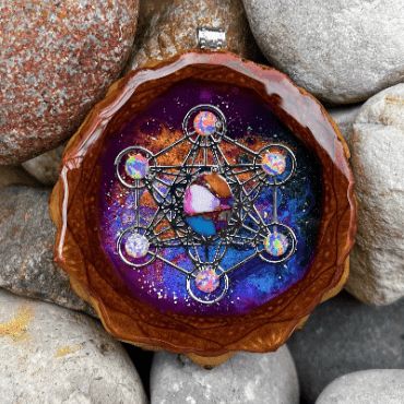 Made To Order - Galaxy with Metatrons Cube & Spiny Oyster Turquoise - Aura Pinecones