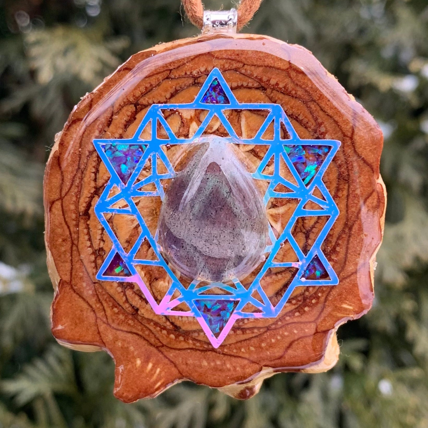 Labradorite & Crushed Opal with 64 Star Tetrahedron