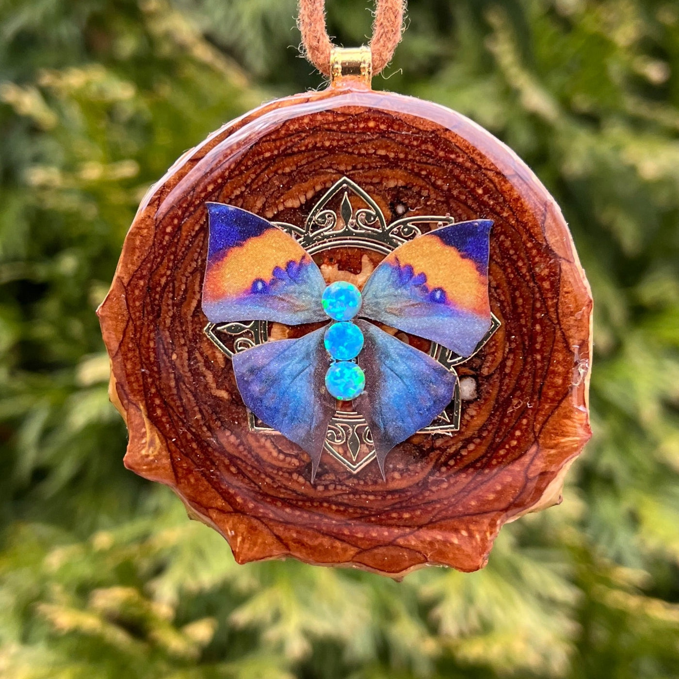 Butterfly with Mandala and Opal