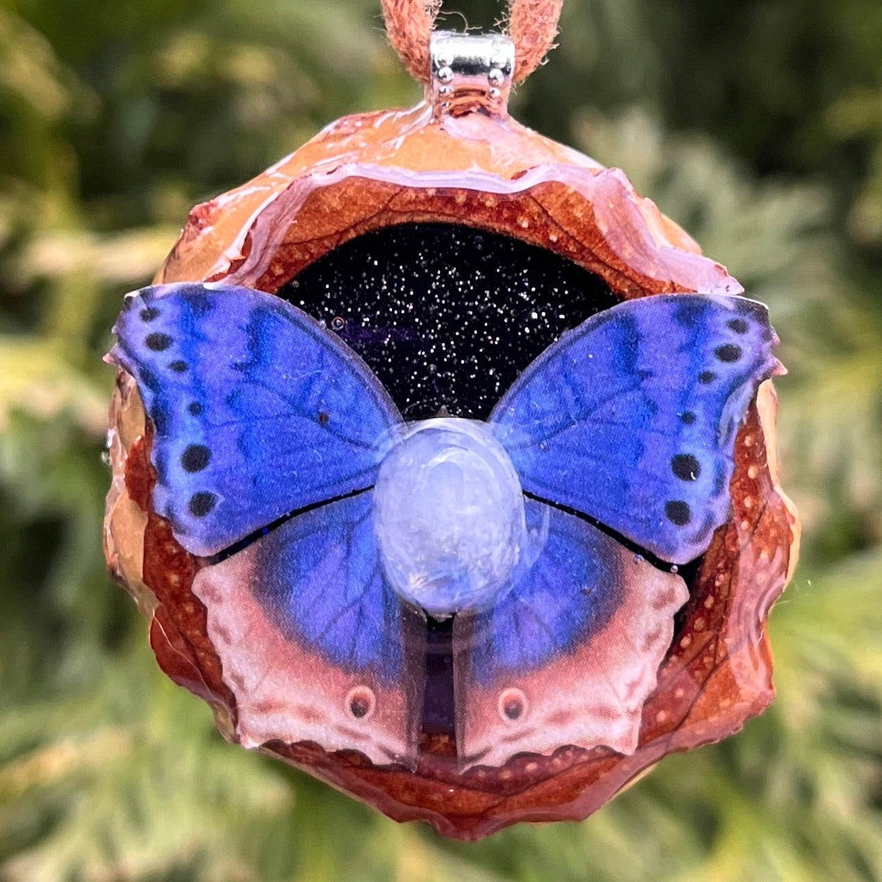 Night Sky and Moonstone with Butterfly