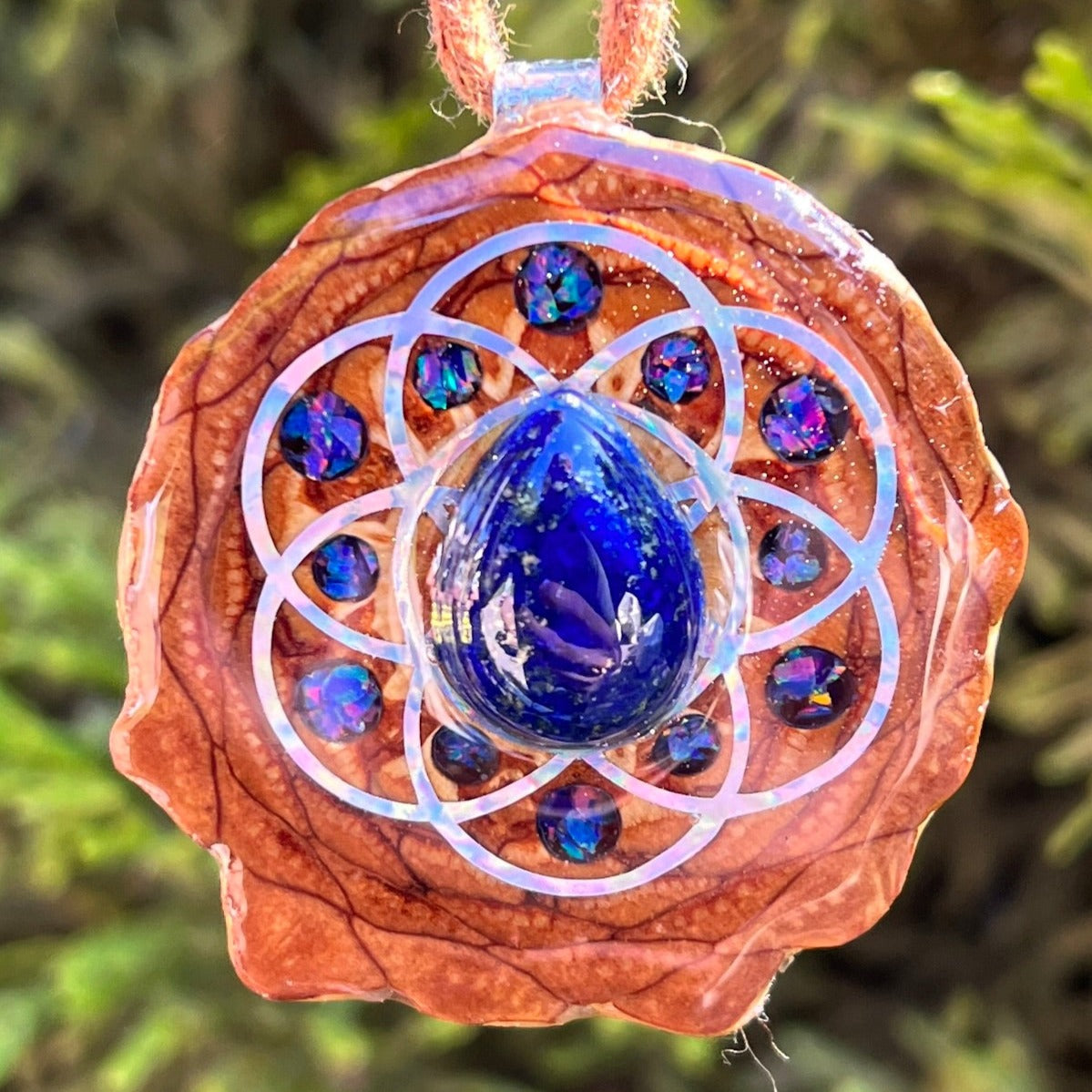 Lapis Lazuli with Crushed Opal with Seed of Life