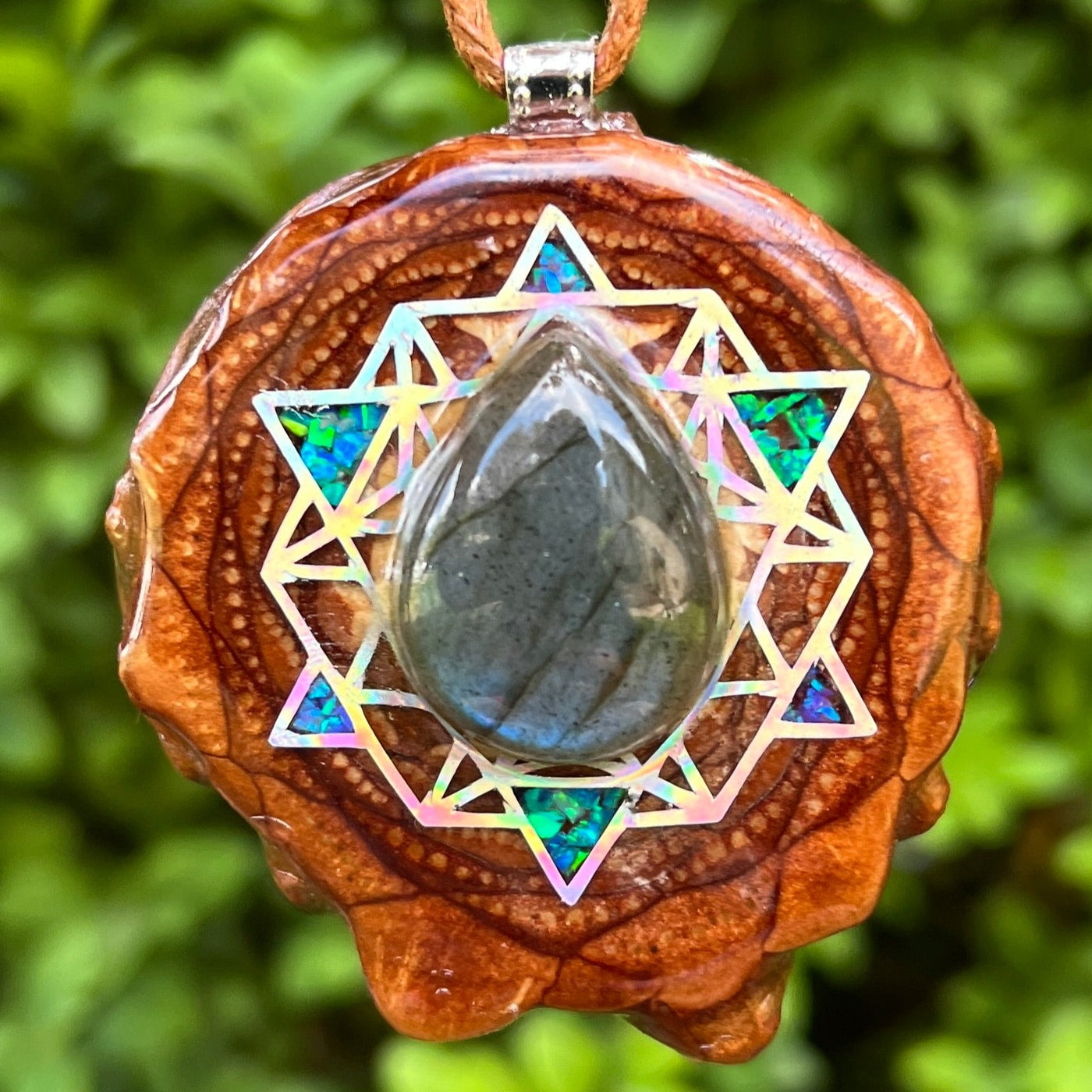 Labradorite & Crushed Opal with 64 Star Tetrahedron