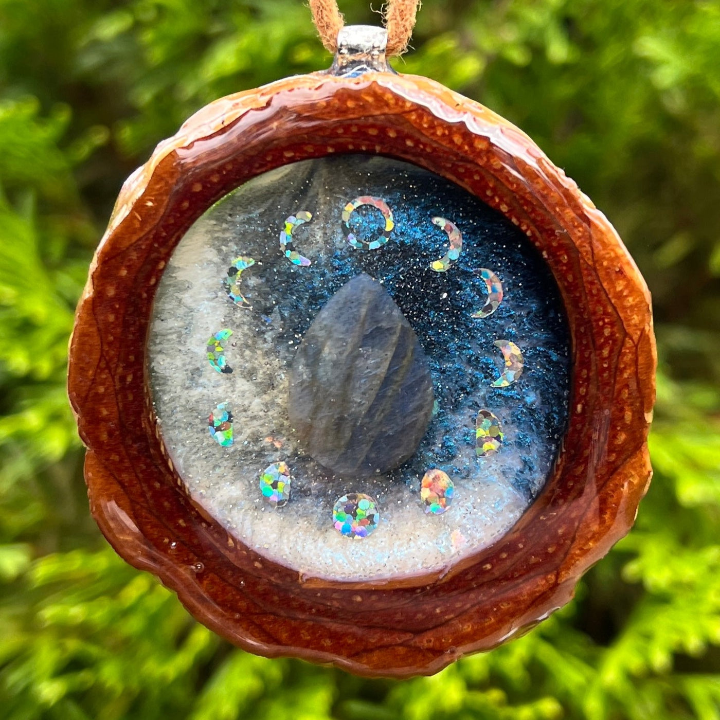 Galaxy & Labradorite with Moon Phase