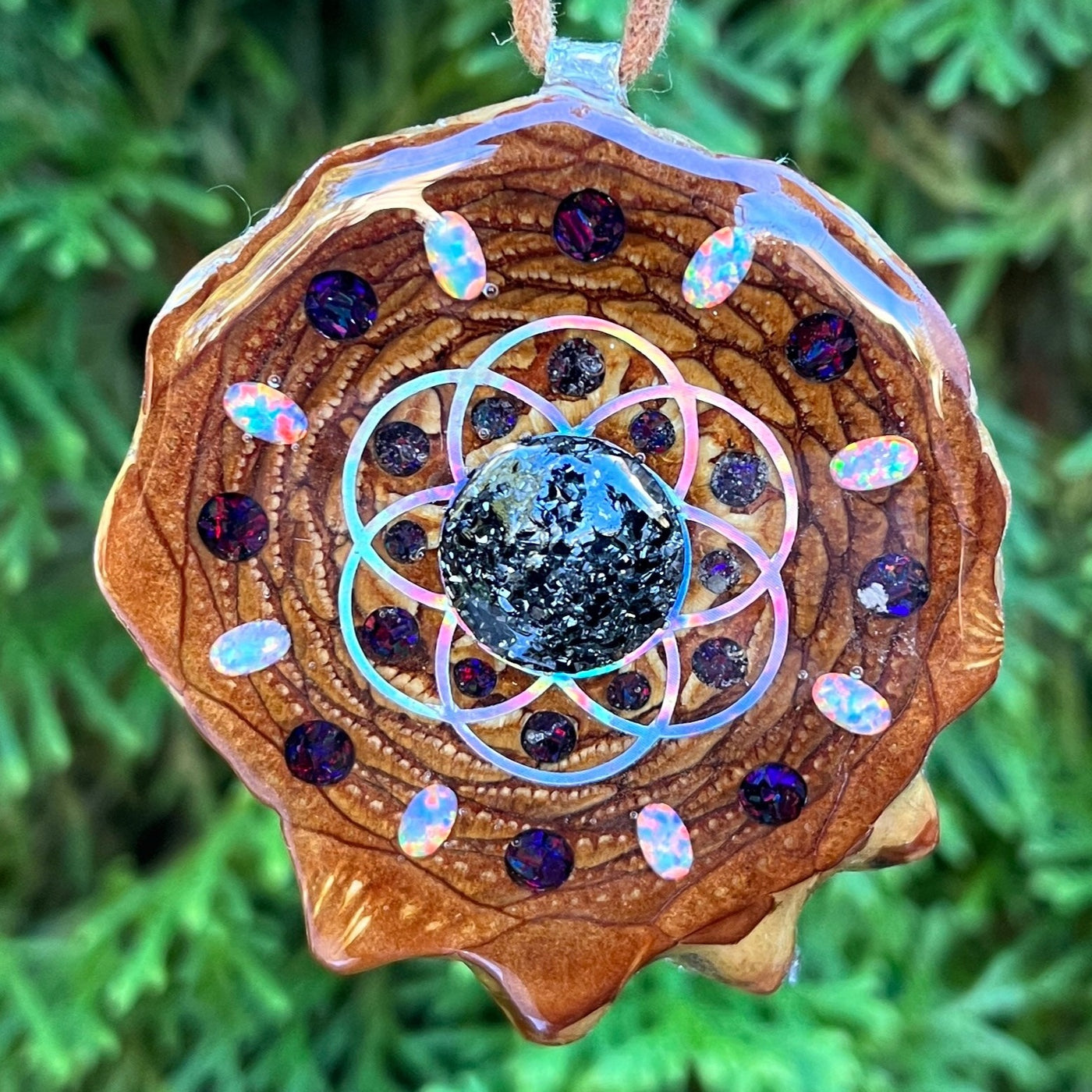 Druzy Quartz & Opal with Crushed Opal & Seed of Life